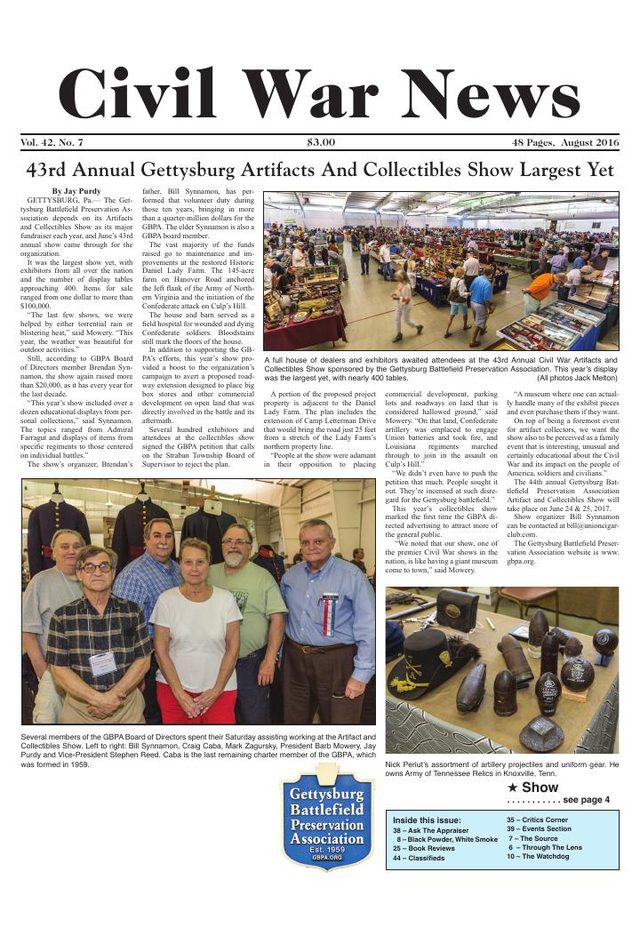 Civil War News August 2016 cover